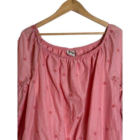 St. John’s Bay Women’s Cotton Dress Peach Eyelet Embroidery Off Shoulder Size L - Picture 4 of 7